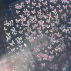 Shiny Butterfly White Pink Purple Romantic Animals Retro Photo Frame Chic Delicate Adhesive Nail Art Stickers 5D Manicure Decals (ONLINE ORDER ONLY)