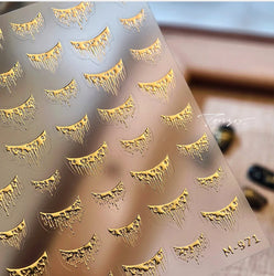 French Style Bronzing Arc Lava Metal Flow Curvy Delicate Punk Charming Self Adhesive Nail Art Stickers Manicure Decals Wholesale (Online Order Only)