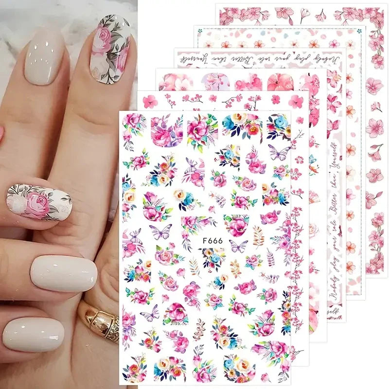 Nail Sticker Set: Summer Floral Water Decals, Graffiti Sliders, Nail Art Foils (Online Order Only)