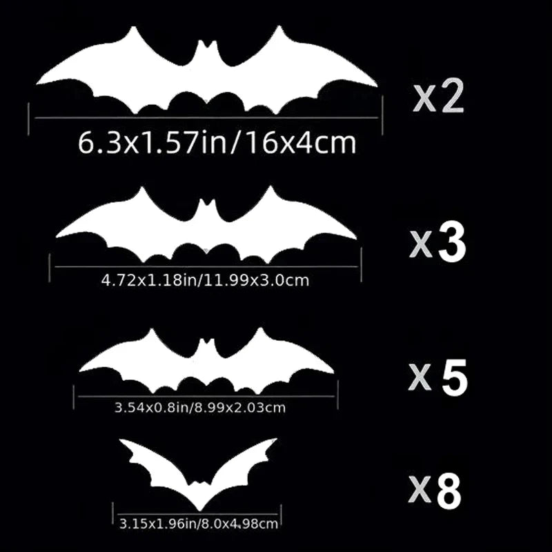 18pcs PVC Bat  Sticker Scary Decor Props For Bar Room,car truck laptop. Perfect For Halloween (ONLINE ORDER ONLY)