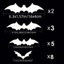 18pcs PVC Bat  Sticker Scary Decor Props For Bar Room,car truck laptop. Perfect For Halloween (ONLINE ORDER ONLY)
