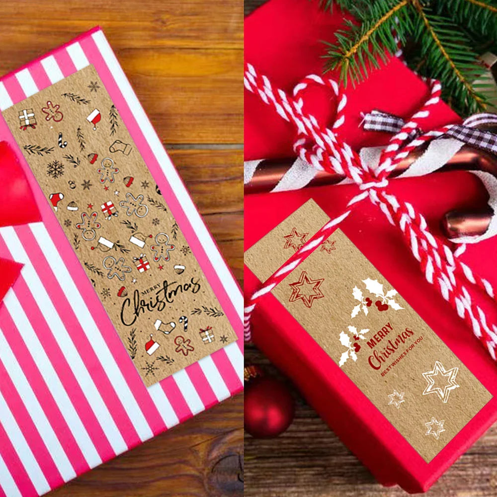 150pcs/roll Merry Christmas Stickers Kraft paper Christmas Gift Packaging Labels for Envelopes Cards Wrapping baking Decoration (ONLINE ORDER ONLY)