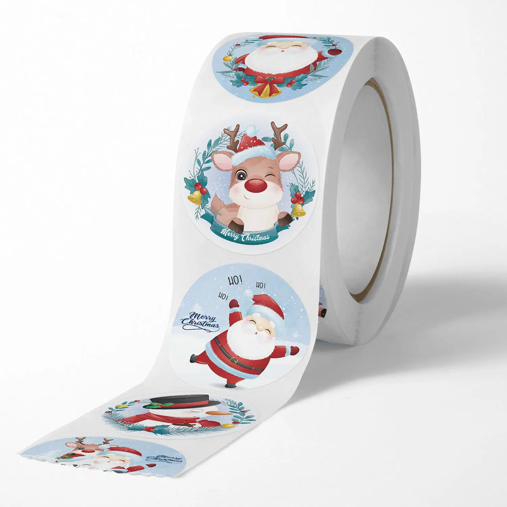 100-500Pcs Cartoon Merry Christmas Sticker Santa Adhesive Decorative Stickers for Xmas Gifts Envelop Seals Cards Packages (ONLINE ORDER ONLY)