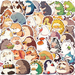 10/30/50PCS Animal Eating PVC Sticky Sticker Aesthetic Children's Korean Stationery DIY Decoration Scrapbooking School Supplies (Online Order Only)