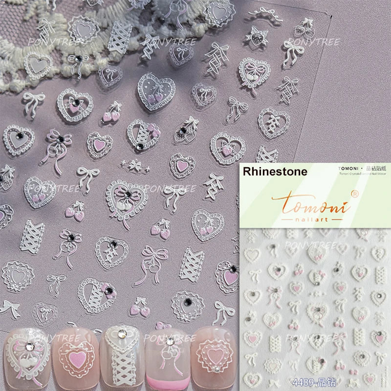 Line Love Heart Arc French Romantic Curve Punk Attitudinal Hollow Geometric Figure Adhesive Nail Art Stickers Manicure Decals (Online Order Only)