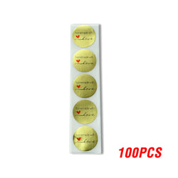 100-500pcs Handmade With Love Stickers 25mm Brown Wedding Stickers For Party Favors Decoration Envelope Seals Stationery (ONLINE ORDER ONLY)