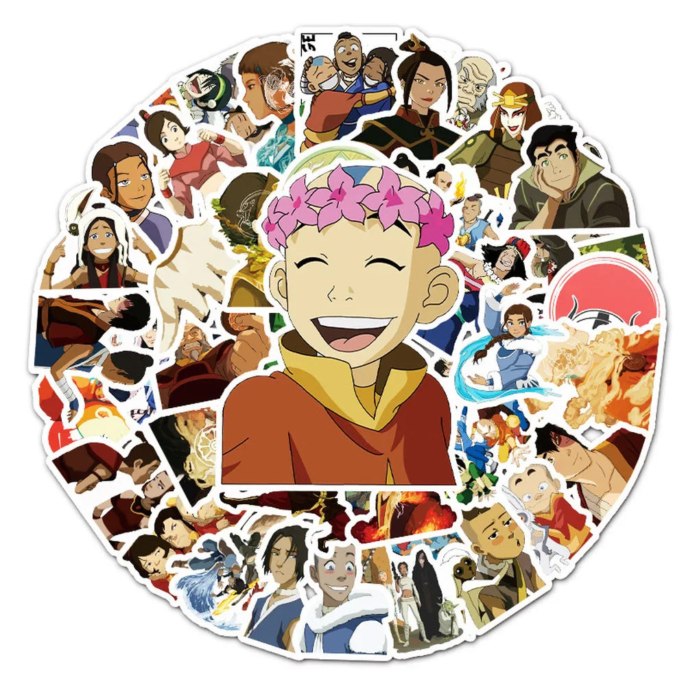 50PCS Anime Avatar The Last Airbender Waterproof Stickers DIY Skateboard Guitar Laptop Cool Cartoon Decal Kids Toy Sticker (Online Order Only)