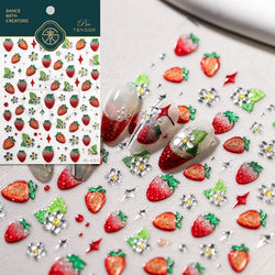 Chic Cute Cheese Ice Cream Pudding Bowknot Strawberry Muffin Stars Cake Embossed Heart Adhesive Nail Art Sticker Manicure Decals (ONLINE ORDER ONLY)