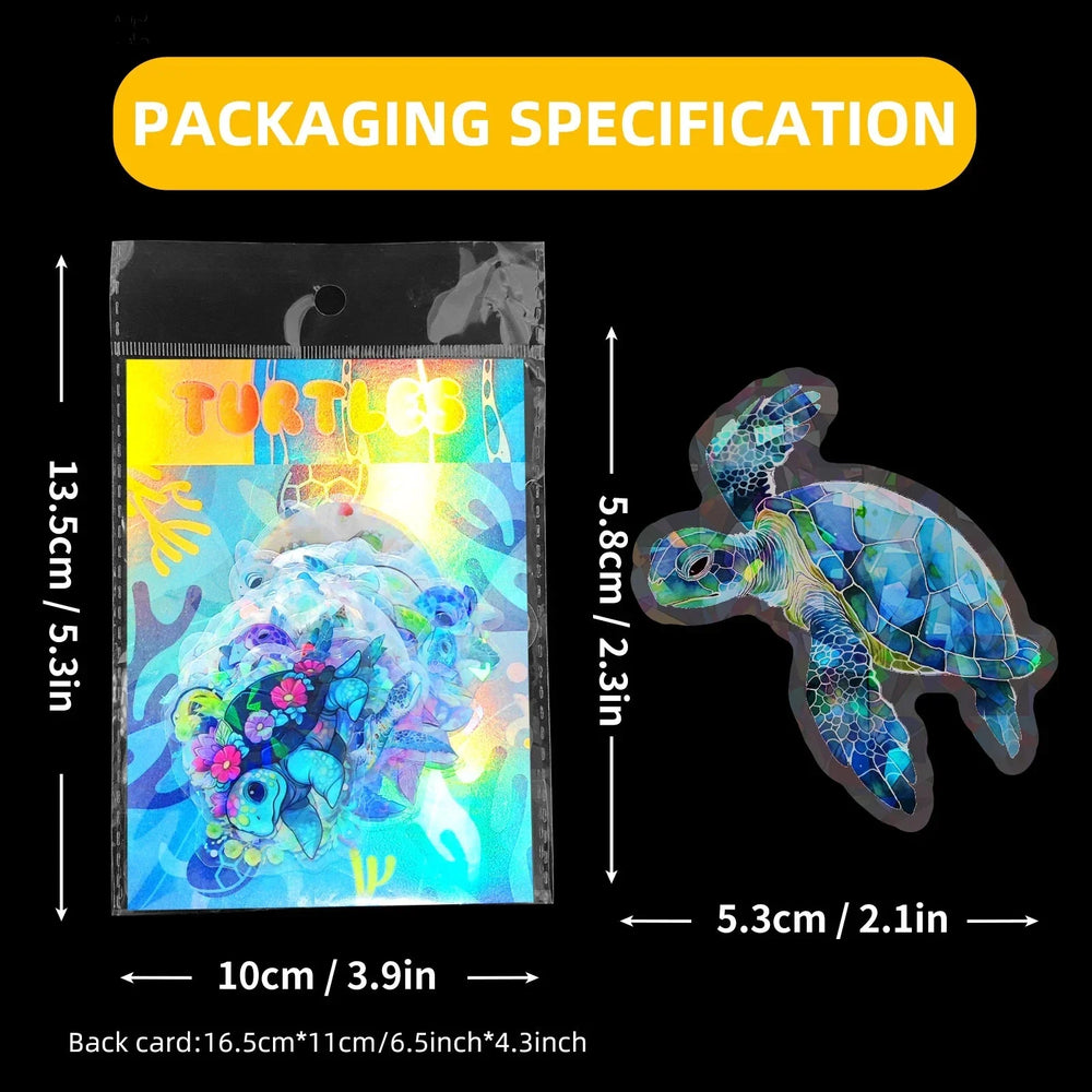 50PCS Transparent Laser Turtle Stickers for DIY Phone Cases, Laptops, Skateboards, Graffiti (Online Order Only)