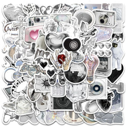 66pcs Korean Silvery Girly Stickers Pack Stationery Laptop Ipad Phone Sticker DIY Scrapbooking Supplies Journal Accessories (ONLINE ORDER ONLY)