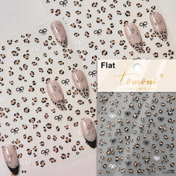 Flat Small Pink Brown Halo Dyeing Love Heart Geometric Leopard Shiny Jelly Chic Embossed Relief Nail Art Stickers Manicure Decal (Online Order Only)