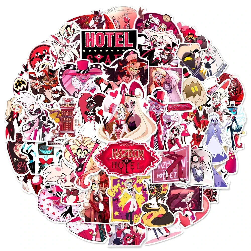 10/30/56pcs Hazbin Hotel Cartoon Stickers Anime Helluva Boss Graffiti Toy DIY Laptop Helmet Fridge Notebook Skateboard Car Decal (ONLINE ORDER ONLY)