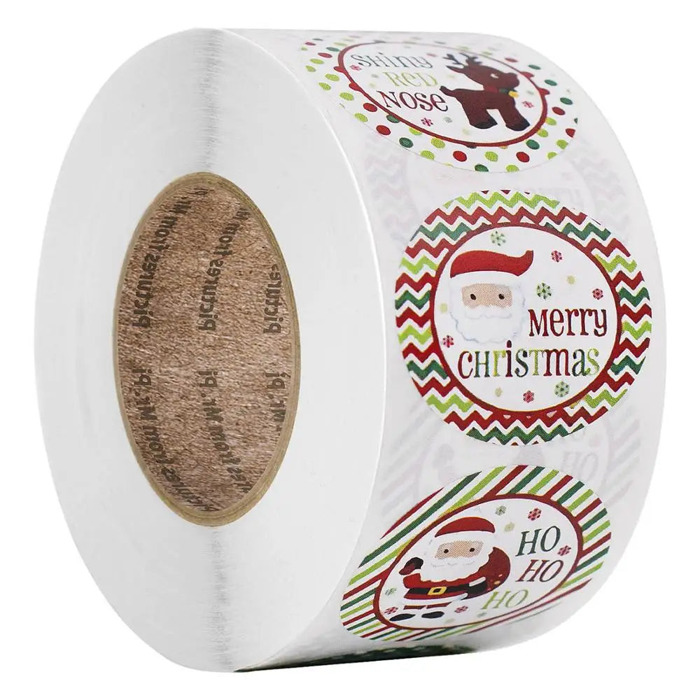 100-500pcs/roll Christmas Sticker Seal Labels Stickers 4 Designs Pattern Cartoon Reward Sticker For Kids Toys Gift Waterproof (ONLINE ORDER ONLY)