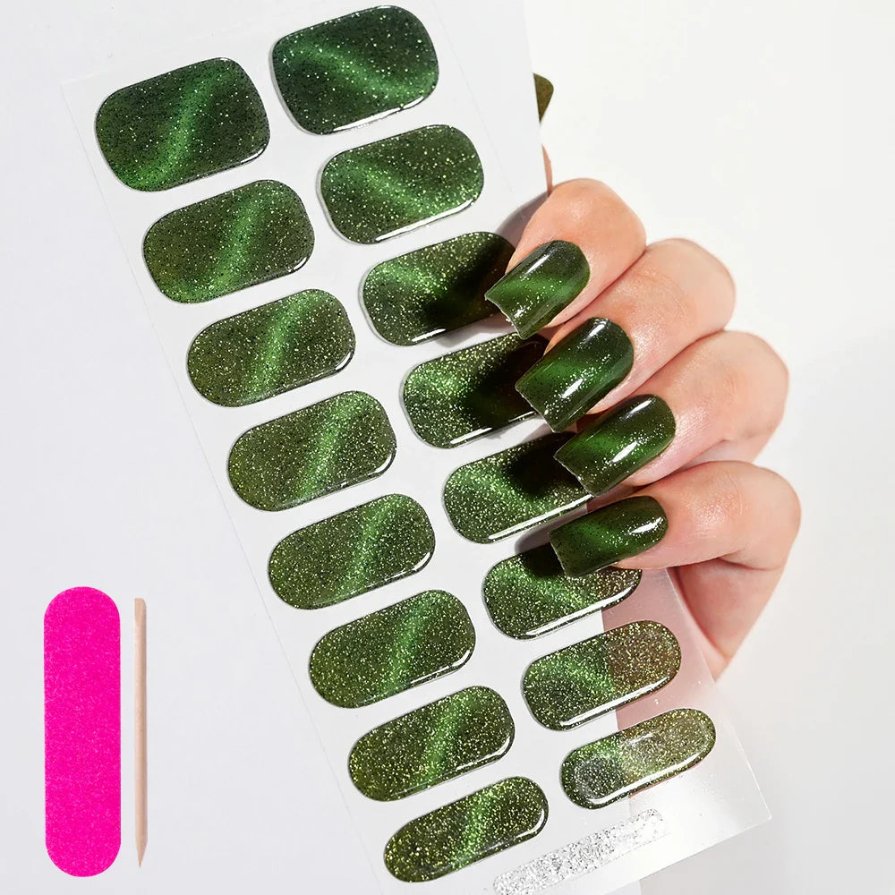 Nude Pink French Semi-Cured Gel Nail Patch Slider Adhesive Waterproof Long Lasting Full Cover Gel Nail Sticker UV Lamp Needed *^ (ONLINE ORDER ONLY)