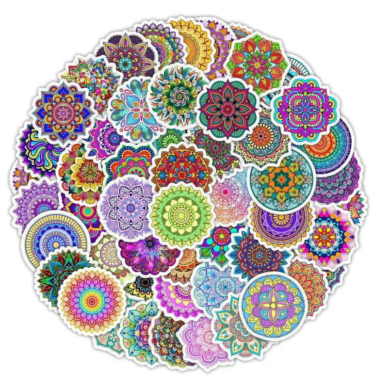 Graffiti Datura Mandala Stickers for DIY Decor: Scrapbooking, Suitcase, Water Bottle, Phone, Laptop, Guitar, Skateboard (10/25/50pcs) (Online Order Only)