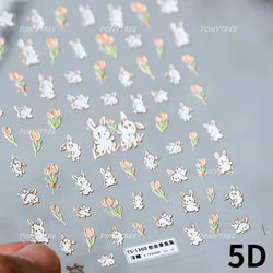 Cute  Pink Blue Nature Tulip Star Heart Butterfly Peach Blossom Jelly Embossed Relief Adhesive Nail Art Stickers Manicure Decals (ONLINE ORDER ONLY)