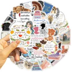 50pcs Novelist Jane Austen Stickers For Scrapbook Phone Laptop Suitcase Guitar Stationery Car Graffiti Sticker Novel Decals DIY (ONLINE ORDER ONLY)