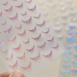 French Romantic Tassel Crescent Moon Laser Charming Gold Silver Arc Self Adhesive Nail Art Stickers Hot Stamping Manicure Decals (Online Order Only)