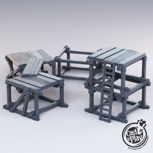 3D Printed Cast n Play - Scaffoldings 28mm 32mm D&D (Online Only)