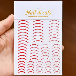 1Pc Laser Silver Gold Lines Stripe Nail Sticker Metal Strip Luxury Nails Slider Self Adhesive Slider Papers Transfer Stickers *& (Online Order Only)