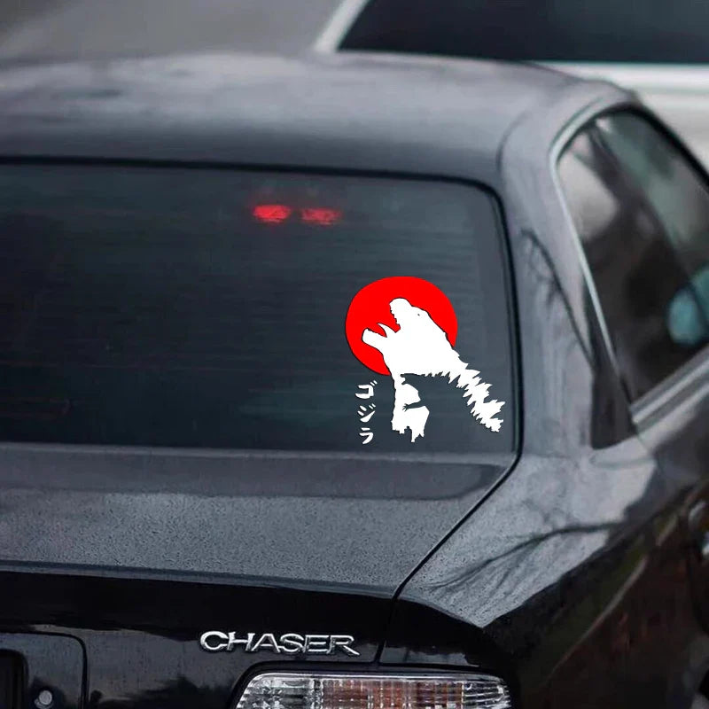 GOZILA with RED SUN Stickers,Monster Style,Unique and Personalized Look with high quality sticker for cars trucks motor&laptop! (ONLINE ORDER ONLY)
