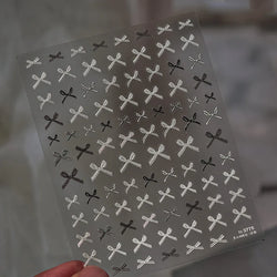 Chic Shiny Lace Pink Black White Bowknot Pearl Rhinestones Charming 3D Self Adhesive Nail Art Decoration Sticker Manicure Decals (Online Order Only)
