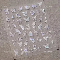 Charming Delicate Sapphire Color Blue Black Stroke Butterfly Jelly Relief Rhinestone Adhesive Nail Art Stickers Manicure Decals (Online Order Only)