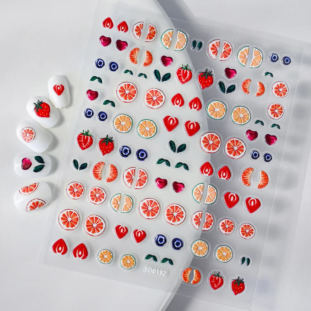 1Pc Summer Nail Art Sticker Lemon Nail Decal Nail Art Supplies Cute Fruit Strawberry Cherry Watermelon Avocado Lemon Nail Design (ONLINE ORDER ONLY)