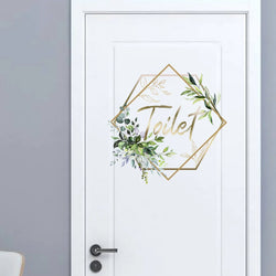 Green Plants Men and Women WC Wall Sticker for Bathroom Decoration Vinyl Home Decals Waterproof Poster Door Stickers Toilet Sign (Online Order Only)