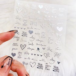 1PC Heart Love Design 3D Nail Art Sticker English Letter Self-Adhesive Slider Valentine's Day DIY Manicure Tips Accessories Tool (ONLINE ORDER ONLY)