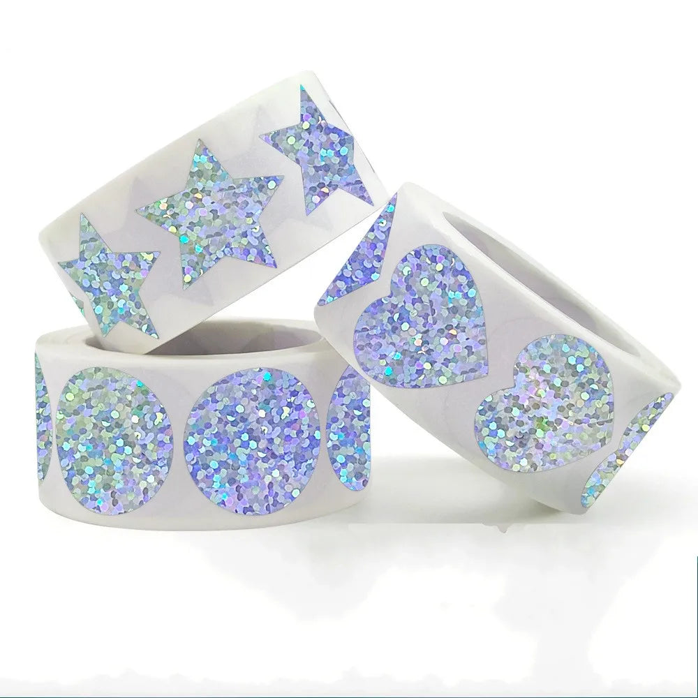 50-500pcs Glitter Star Stickers for Kids School Teacher Reward Sticker Party Decor Small Business Label Scrapbooking Stickers (Online Order Only)