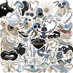 Horror Silver Cartoon Stickers 10/30/50pcs Skateboard Phone Notebook Helmet Bike Kids (Online Order Only)