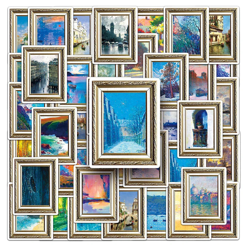 Vintage Art Oil Painting Graffiti Stickers Decals - Waterproof for Laptop, Guitar, Phone, Luggage, Car - 10/30/50pcs (Online Order Only)