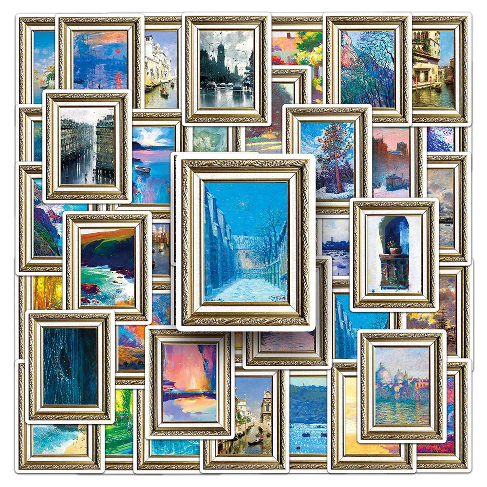 Vintage Art Oil Painting Graffiti Stickers Decals - Waterproof for Laptop, Guitar, Phone, Luggage, Car - 10/30/50pcs (Online Order Only)