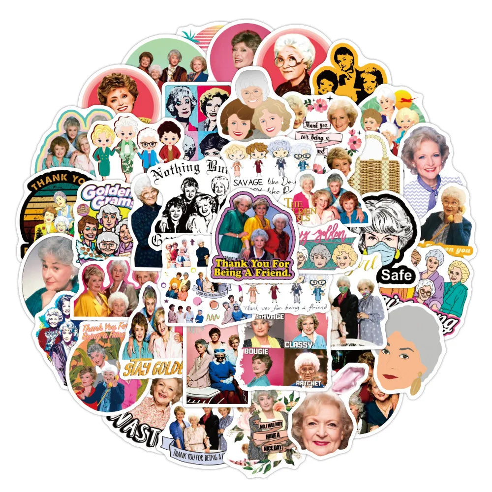 10/50PCS Fashion Stay Golden Girl Stickers Graffiti Waterproof DIY Snowboard Helmet Laptop Car Styling Vinyl Sticker Decal Gift (Online Order Only)