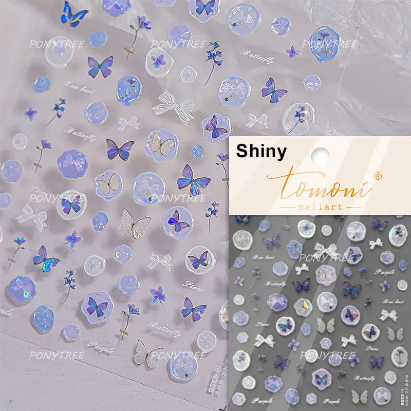 Colourful Butterfly Delicate Anmials Adhesive Nail Art Stickers Dreamy Winter Snowflake Rhinestone Manicure Decals Nail Supplies (ONLINE ORDER ONLY)