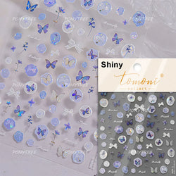 Vibrant and Lively Pullulate Purple Blue Snow Orchid Flower Garden Springtime Adhesive Nail Art Sticker Chic 3D Manicure Decals (Online Order Only)