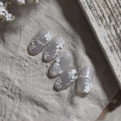 Wet Garden White Flower Leaves Elegant Beautiful Petal Delicate 5D 3D Charming Spring Adhesive Nail Art Stickers Manicure Decals (ONLINE ORDER ONLY)