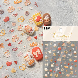 Bowknot Dog puppy Christmas Hat Strawberry Cake Food Coffee Cherry Love Heart Adhesive Nail Art Sticker Reliefs Manicure Decals (Online Order Only)