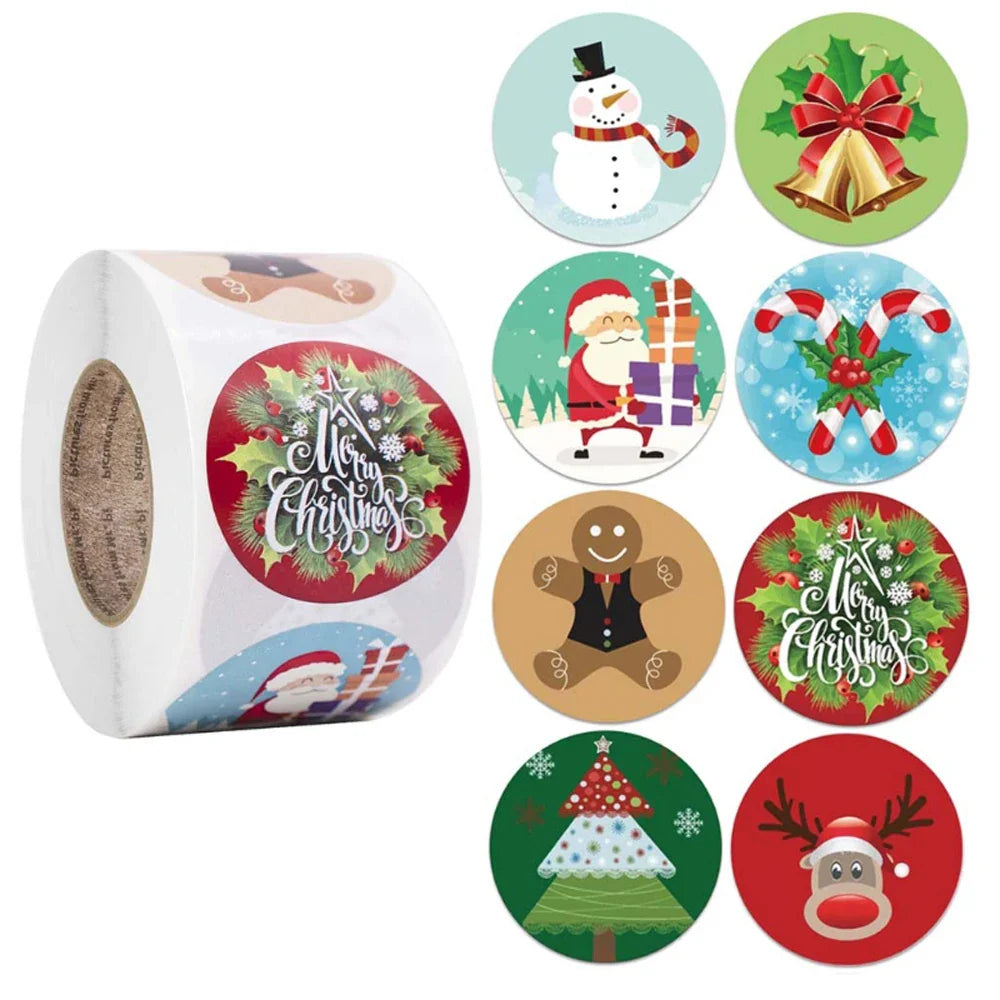 100-500pcs Cartoons Kraft Sticker Merry Christmas Stickers Package Seal Labels Christmas Gift Decoration Sticker new year decor (ONLINE ORDER ONLY)