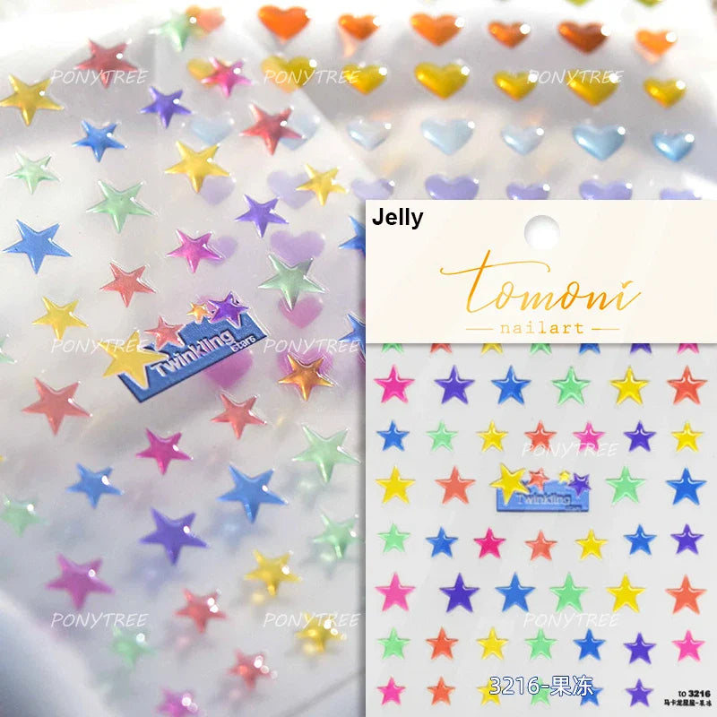 Colourful Graffiti Round Dot Line Water Droplet Cute Comma Geometric Jelly 5D Self Adhesive Nail Art Stickers Manicure Decals (Online Order Only)