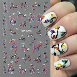 Painting Purple Flower Nail Sticker Daisy Wildflowers Butterfly Gradient Design Decal Geometry Line Charm Foils Manicure Sliders (ONLINE ORDER ONLY)