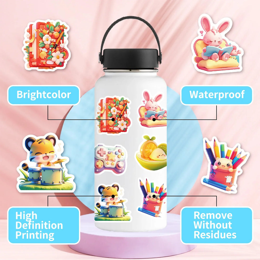 10/30/50PCS Kawaii Animal Stickers Cute Cartoon Food Graffiti Sticker Luggage Laptop Guitar Bike Skateboard 3D Decals Kids Toy (Online Order Only)