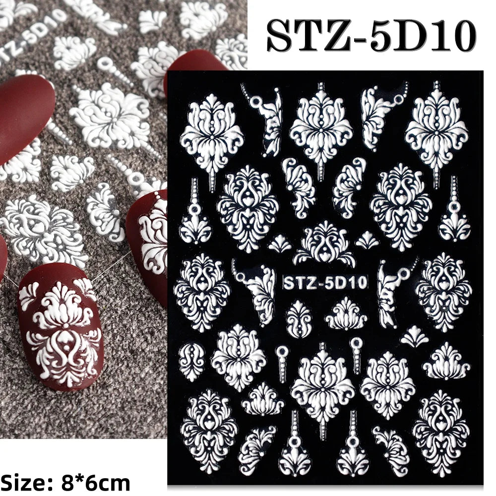 5D Embossed Gingerbread Man Nail Art Sticker Cute Christmas Winter Santa Claus Snowflake Elk Engraved Slider Manicure Decoration (ONLINE ORDER ONLY)