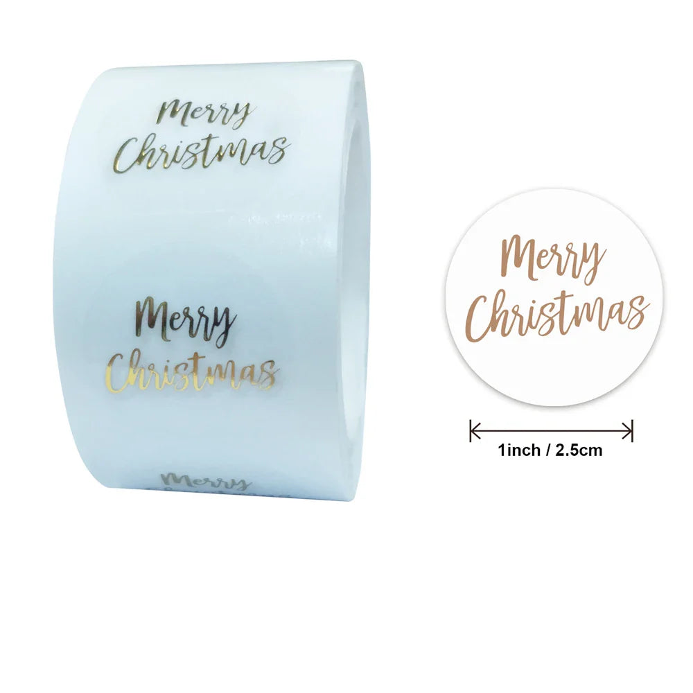 100-500pcs Round Clear Merry Christmas Stickers Thank You Card Box Package Label Sealing Stickers Wedding Decor Stationery (ONLINE ORDER ONLY)