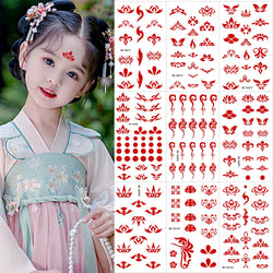 35pcs Eyebrow Flowers Stickers Red Dot Forehead Lotus Stickers Waterproof And Long Lasting Realistic Temporary Tattoo Stickers * (ONLINE ORDER ONLY)