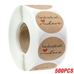100-500pcs Kraft Paper Sticker Homemade With Love Stickers Scrapbooking For Envelope And Package Seal Labels Stationery Handmade (Online Order Only)