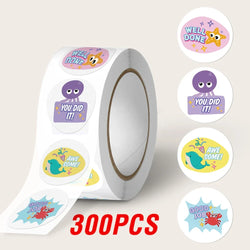 100-500pcs Round 1inch Cartoon Animal stickers for kids Teacher Reward Encourage Sticker Office Stationery (Online Order Only)