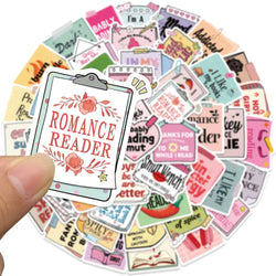 50pcs Funny Cartoon Reading Book Note Stickers Bookish Sticker For Luggage Laptop Guitar Phone Waterproof Vinyl Decals (ONLINE ORDER ONLY)