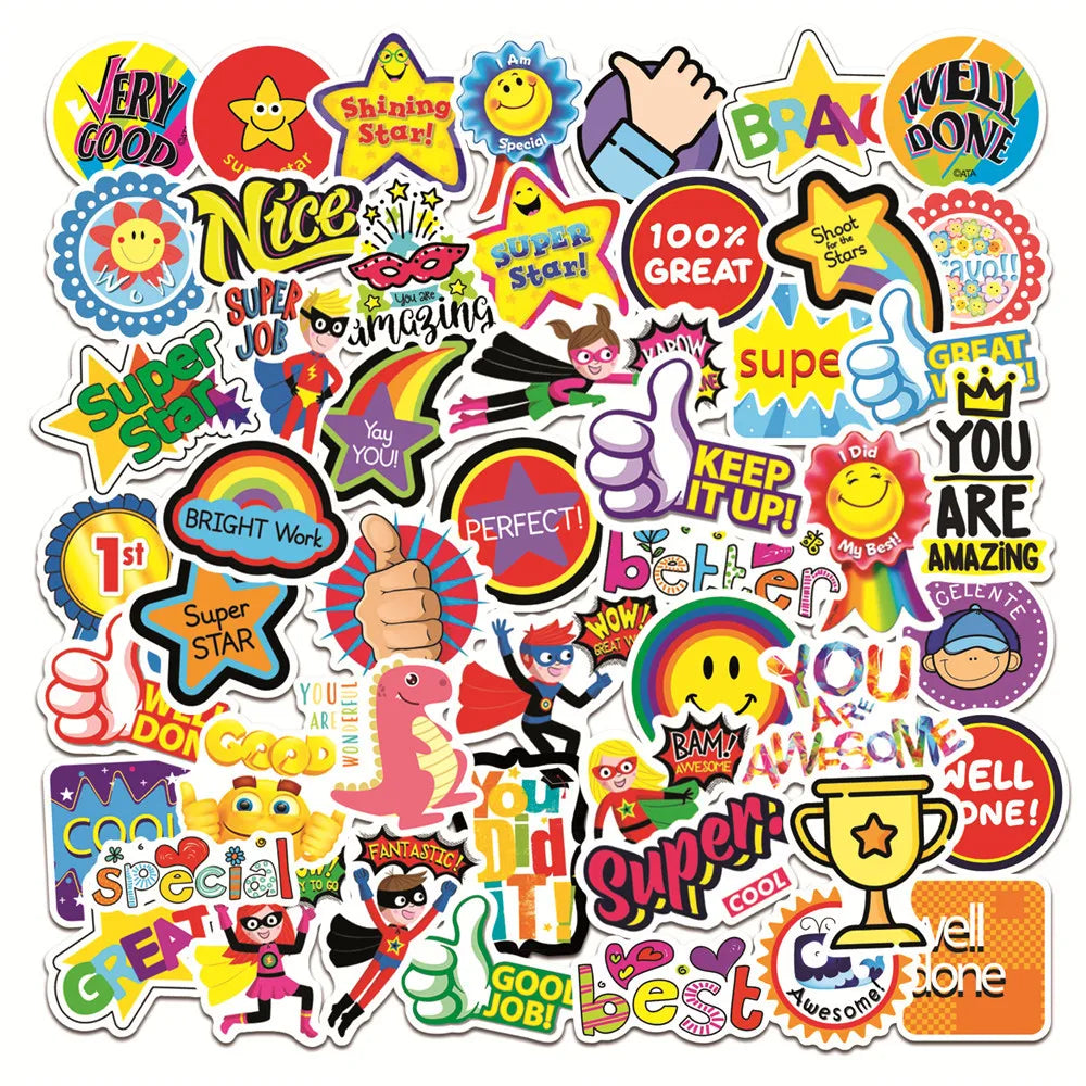 50pcs Kids' Graffiti Stickers for Helmet, Wall, DIY Decoration with Storage Box (ONLINE ORDER ONLY)